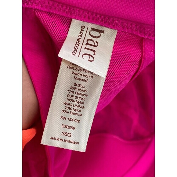 Bare By Bare Necessities - The Show Off Lace Cami Bras 36G - Sheer Neon Pink - Picture 4 of 6